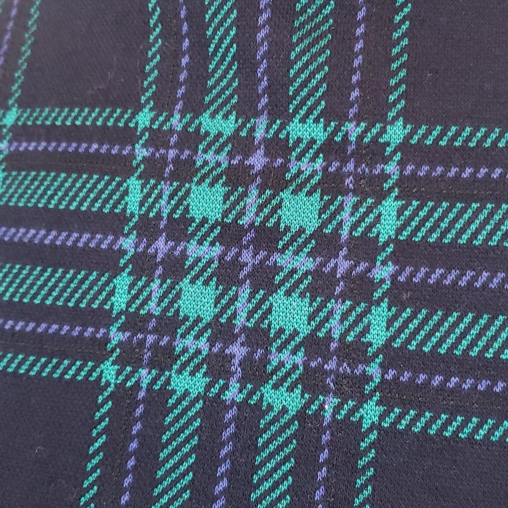 TALBOTS Funnel Neck Knit Top Blue Green Black Blackwatch Plaid - Picture 13 of 16